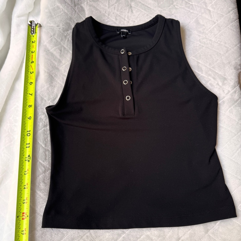 Express Body Contour Tank Top - Black with Buttons - Size SM Small - Picture 5 of 7